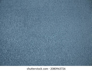 Blue Indoor Office Carpet Texture. High Resolution Seamless Monochrome Wool Fabric Background. Interior Material Background Top View. Short Pile Carpet. Blank Generic Microfiber Textile Texture.