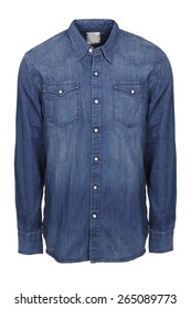 blue jean male shirt isolated 