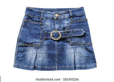 Blue Jean Mini Skirt Isolated Over White