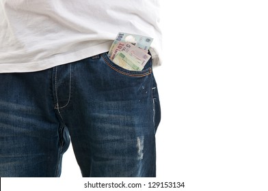 Blue Jean Pocket With Money