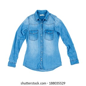 blue jean shirt isolated on white background