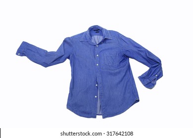 Blue jean shirt isolated and white background