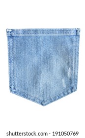 Blue Jeans Back Pocket Isolated Over White