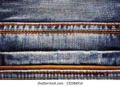 Blue Jeans Background With Seam