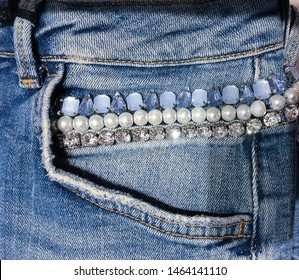 blue jeans with rhinestones