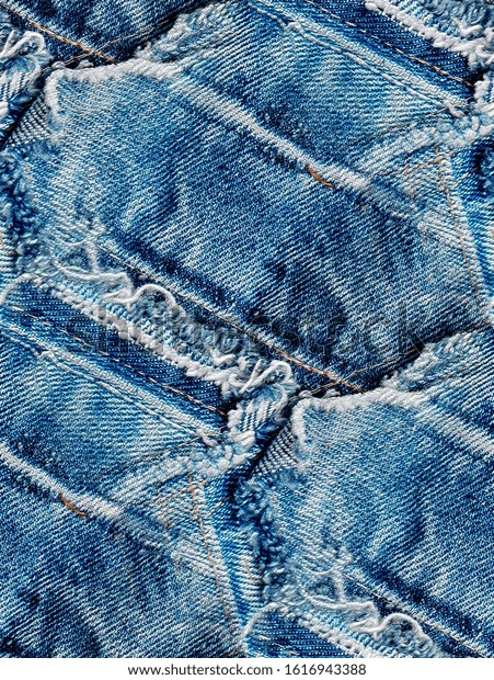 Blue Jeans Destroyed Torn Seamless Patchwork Stock Photo (Edit Now ...