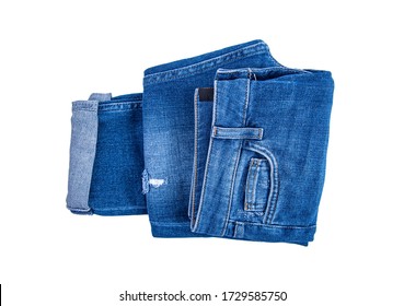 Blue jeans isolated on a white background.