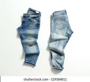 Blue Jeans Isolated on White Background.