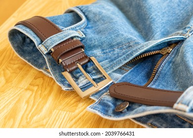 Blue Jeans With Leather Belt