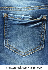 Blue Jeans Pocket Closeup