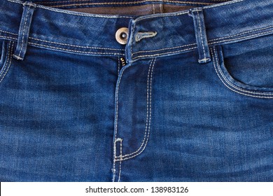 Blue Jeans Pocket And Zipper