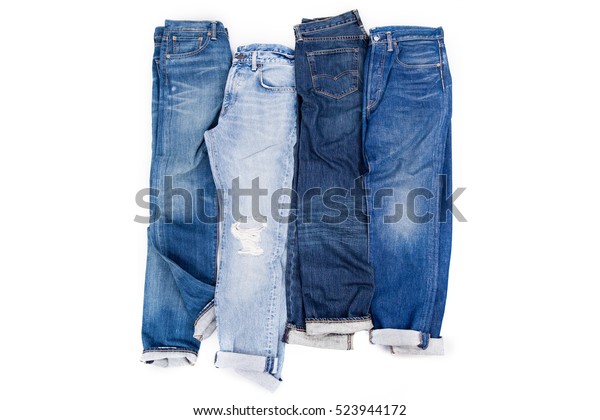 row sky blue jeans