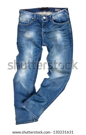 Blue jeans trouser isolated on the white background