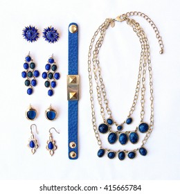 Blue Jewelry Flat Lay 