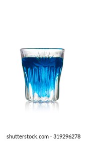 Blue Kamikaze Alcoholic Cocktail In Shot Glass (shooter)