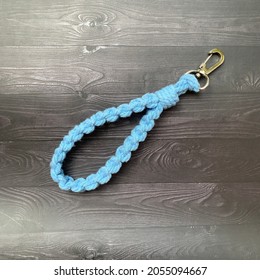 Blue Key Chain Macrame Hand Made