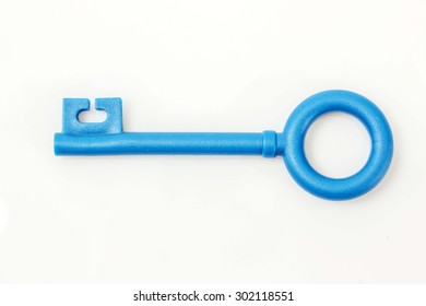Blue key on white background.