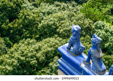 Blue Kirins Statue At Linggu Pagoda In Purple Mountain,located In Nanjing,China