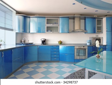 Blue Kitchen Stock Photo 34298737 | Shutterstock