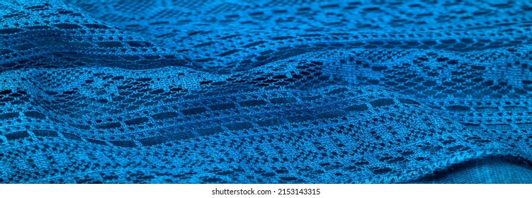 Blue knitted lace triangular scarf, shawl, autumn winter scarf, hood, wedding accessories Project ideas, designer fashion accessories. texture