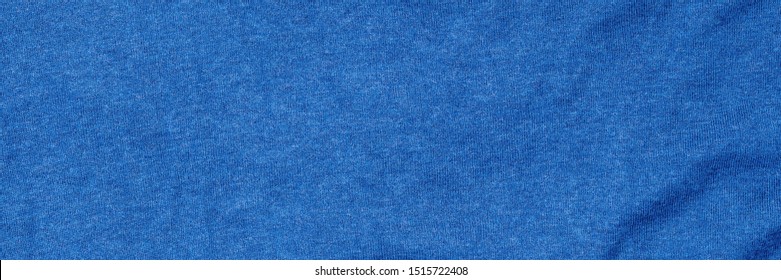 Blue Knitted Pullover Background, Close Up. Knitted Cloth Texture Of Princess Blue Color Yarn. Fine-knit Pure Cashmere Jumper. Soft Blue Angora Background, Close Up, Banner