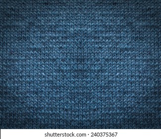 Blue Knitting Wool Texture Background.