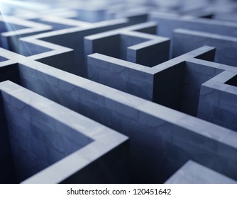 blue labyrinth, complex problem solving concept - Shutterstock ID 120451642