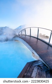 Blue Lagoon, Iceland. Geothermal spa for rest and relaxation in Iceland. Warm springs of natural origin. Blue lake and steam.  - Shutterstock ID 2223830425