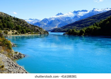 Blue Lagoon Landscape. Austral Road Trip. Patagonia, Chile.