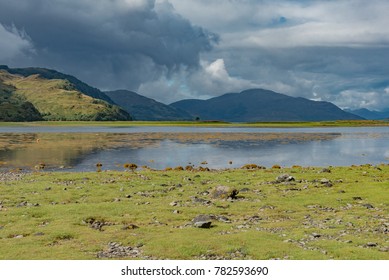 Blue Lagoon With Rocky Mountains In England Scotland