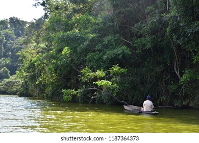 Blue Lagoon Woman Fishing Tarapoto Peru