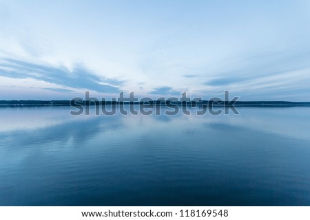 blue lake with cloudy sky, nature series