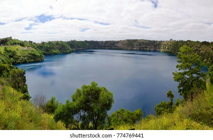 The Blue Lake is a large monomictic crater in a dormant volcanic maar complex with the Mount Gambier maar complex, Australia, November 2017