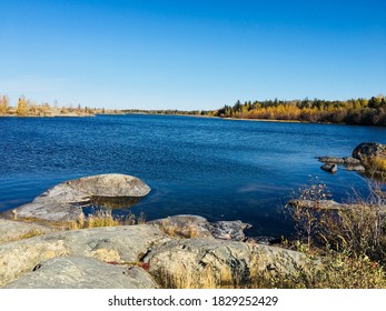 Blue Lake In Yellowknife, Canada