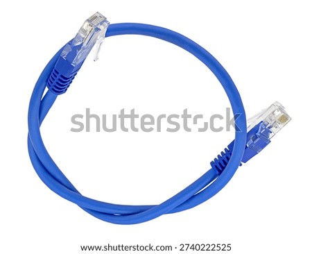 Blue Lan cable on white background