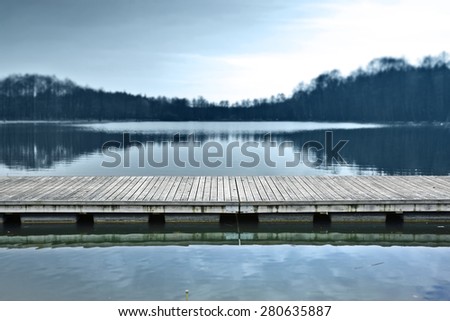 blue landscape of pier at morning 