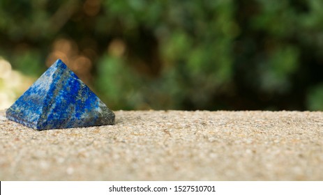 Blue Lapis Lazuli Crystal In Pyramid Shape With Space To Type