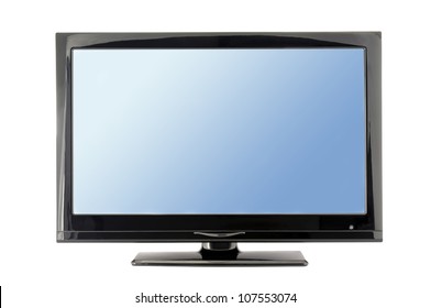 Blue Lcd Tv Monitor Isolated On White Background