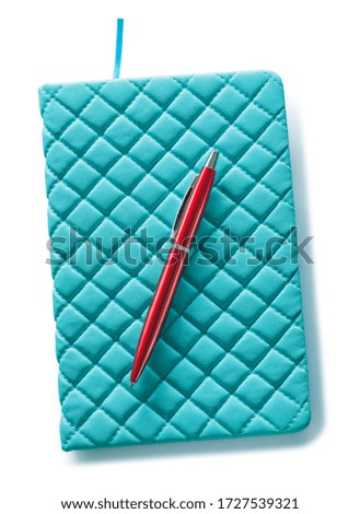 Similar – Image, Stock Photo open notebook with ballpoint pen