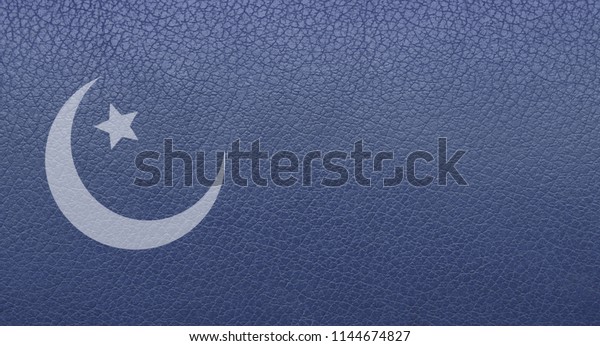 blue\
leather texture. background of leather, with Islamic symbols. Skin\
texture. Closeup of skin texture. Leather\
Products.