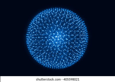 Blue LED Ball Simulation of Nucleus of Atom science abstract concept.