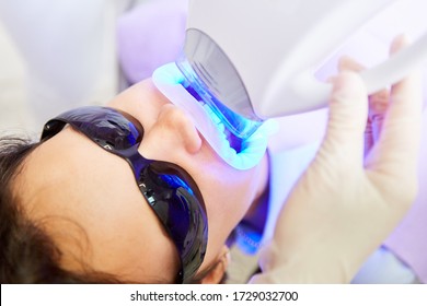 Blue LED Light As Cold Light Is Used In Professional Teeth Whitening