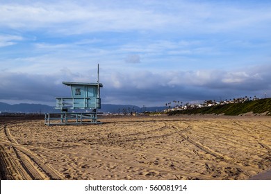 Blue Lifeguard Tower In El Segundo Beach, California, USA