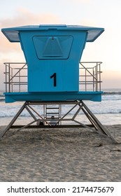 Blue Lifeguard Tower On Ocean Beach Stock Photo 2174475679 | Shutterstock