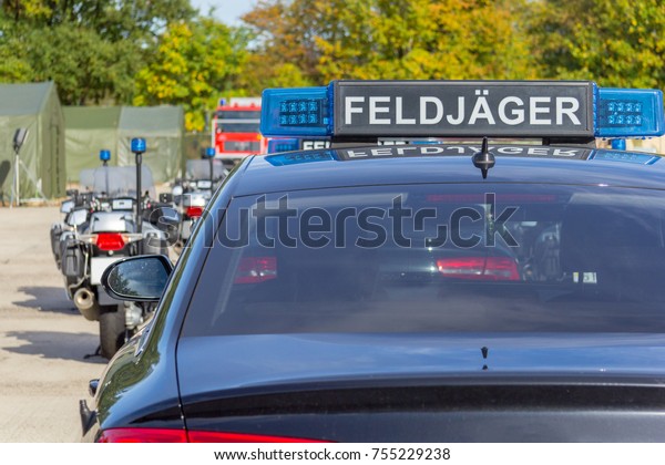 blue light bar from a civil feldjaeger, military\
police car
