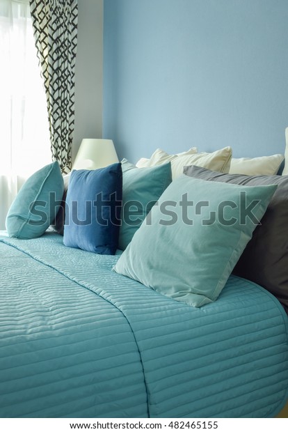 Blue Light Blue Beige Pillows On Stock Photo Edit Now