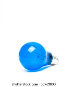 Blue Light Bulb Isolated On White