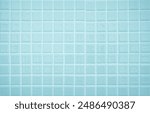 Blue light ceramic wall chequered and floor tiles mosaic background in bathroom, kitchen. Design pattern geometric with grid wallpaper texture decoration pool. Simple seamless abstract surface clean.