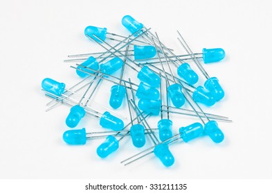 Blue Light diodes batch on white background