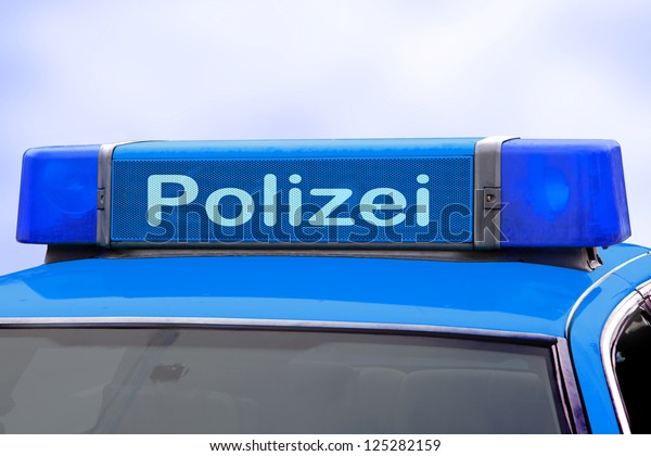 Blue light of a police\
car